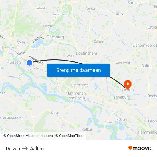 Duiven to Aalten map