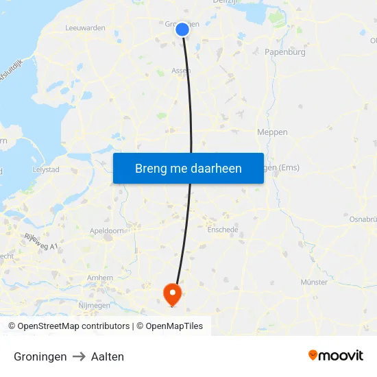 Groningen to Aalten map