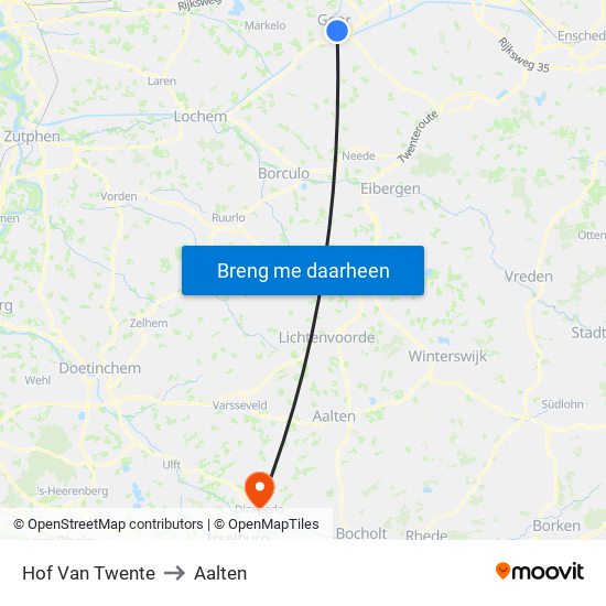 Hof Van Twente to Aalten map
