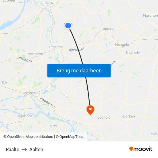 Raalte to Aalten map