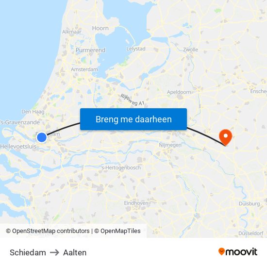 Schiedam to Aalten map