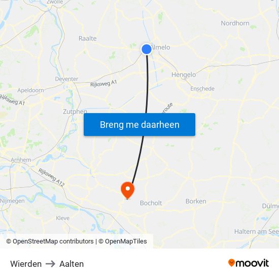 Wierden to Aalten map