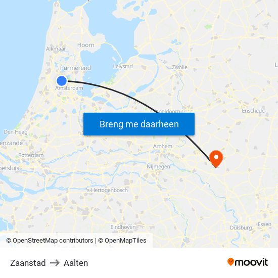 Zaanstad to Aalten map