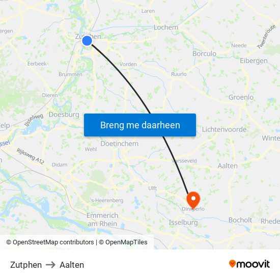 Zutphen to Aalten map
