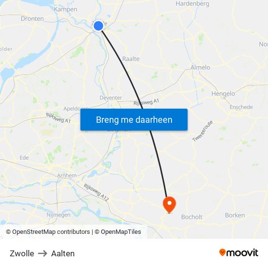 Zwolle to Aalten map
