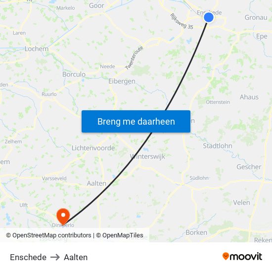 Enschede to Aalten map
