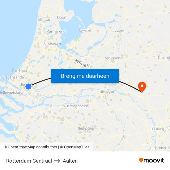 Rotterdam Centraal to Aalten map