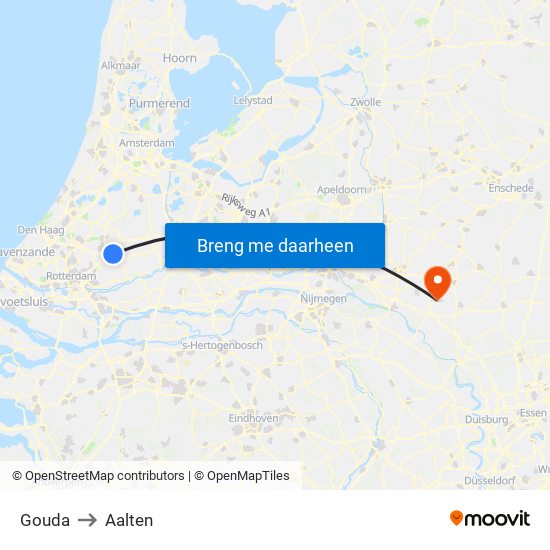 Gouda to Aalten map
