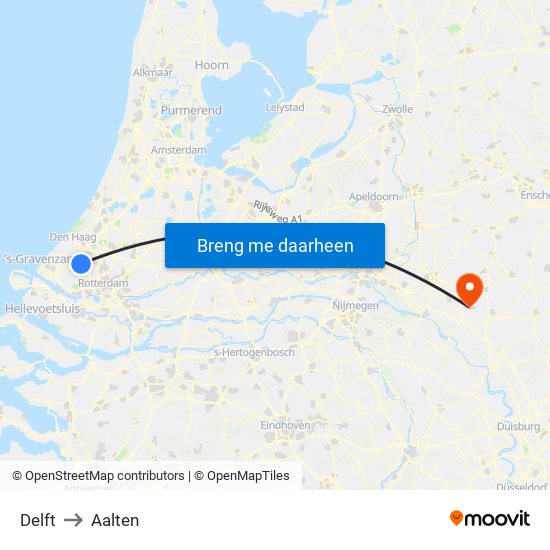 Delft to Aalten map