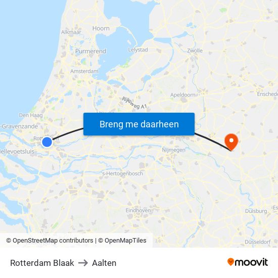 Rotterdam Blaak to Aalten map