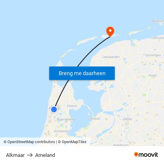 Alkmaar to Ameland map