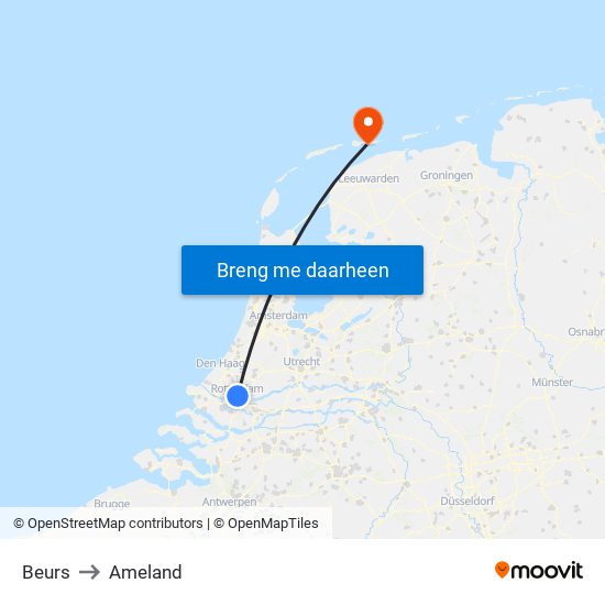 Beurs to Ameland map