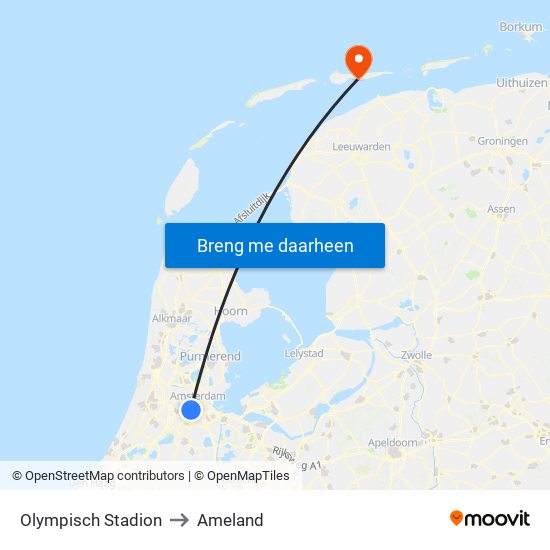 Olympisch Stadion to Ameland map