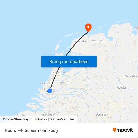 Beurs to Schiermonnikoog map