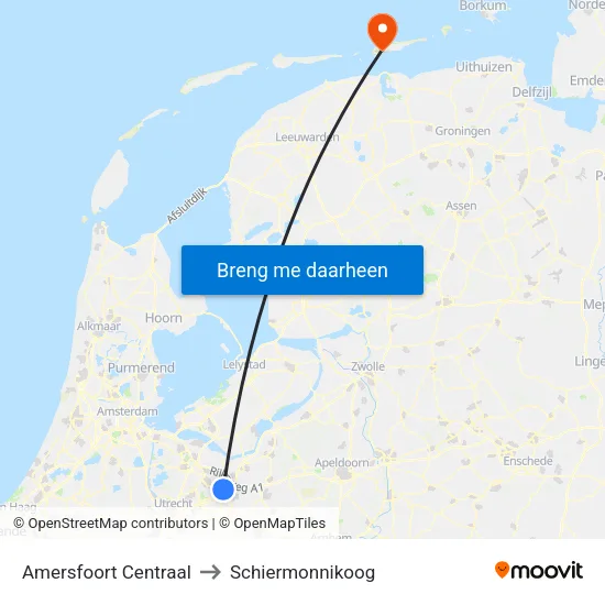 Amersfoort Centraal to Schiermonnikoog map
