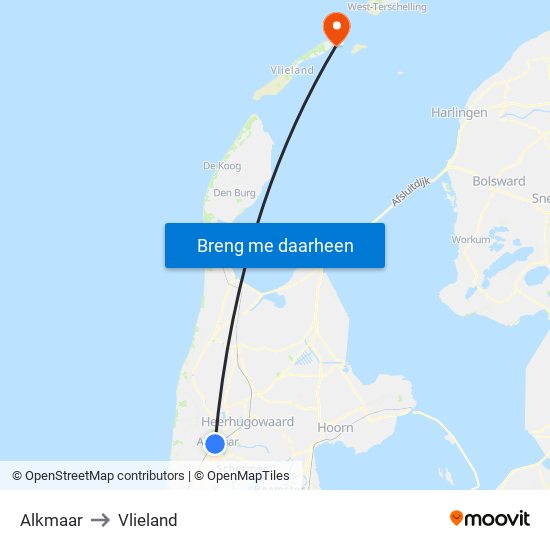 Alkmaar to Vlieland map