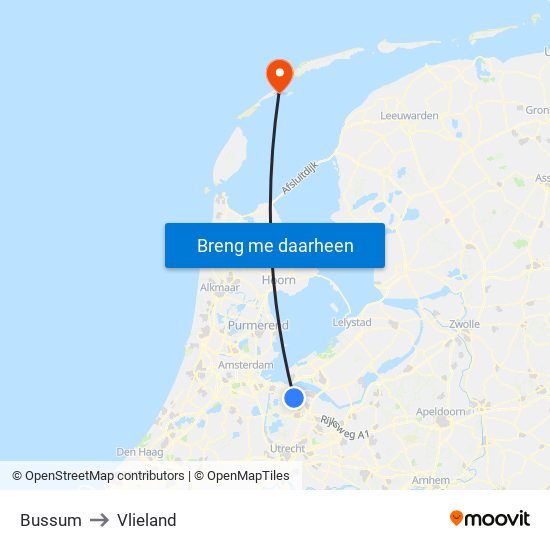 Bussum to Vlieland map