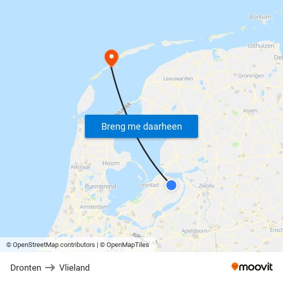 Dronten to Vlieland map