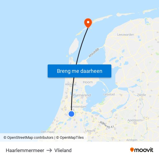 Haarlemmermeer to Vlieland map