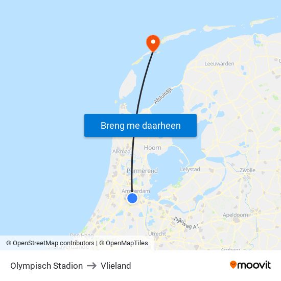 Olympisch Stadion to Vlieland map