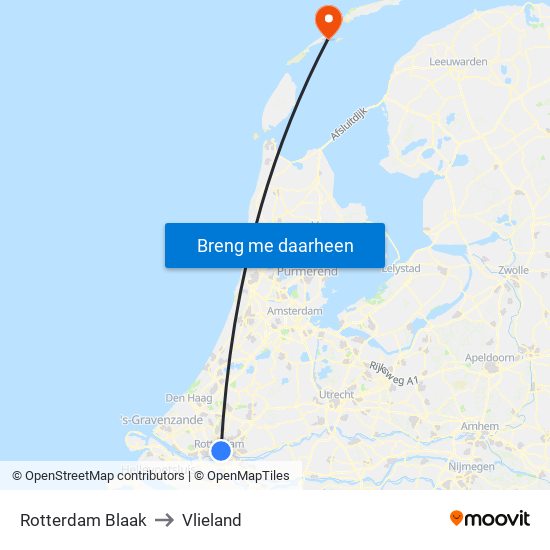 Rotterdam Blaak to Vlieland map