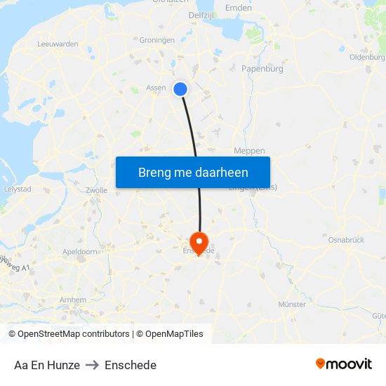 Aa En Hunze to Enschede map