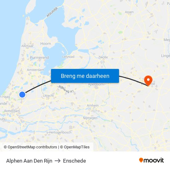 Alphen Aan Den Rijn to Enschede map