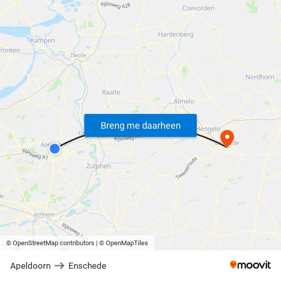 Apeldoorn to Enschede map