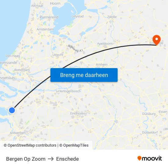 Bergen Op Zoom to Enschede map
