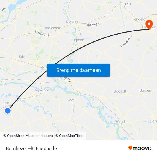 Bernheze to Enschede map