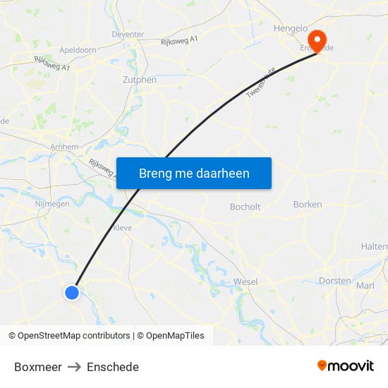 Boxmeer to Enschede map