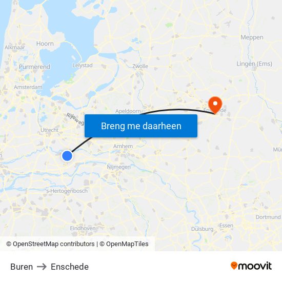 Buren to Enschede map