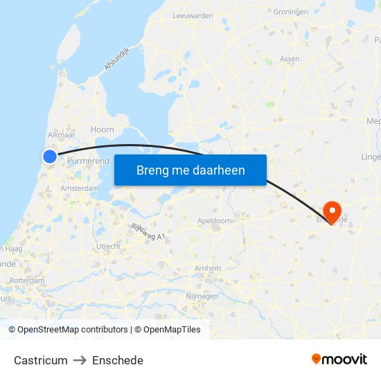 Castricum to Enschede map