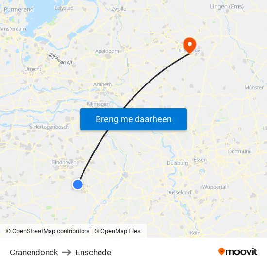 Cranendonck to Enschede map