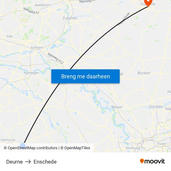 Deurne to Enschede map