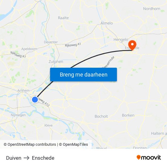 Duiven to Enschede map