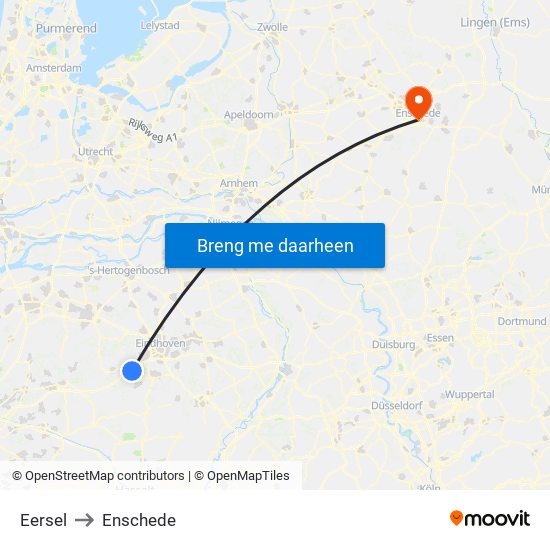 Eersel to Enschede map