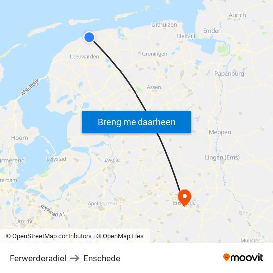 Ferwerderadiel to Enschede map