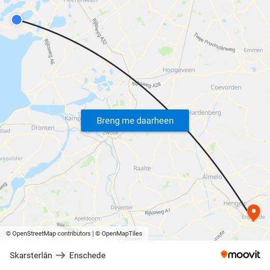 Skarsterlân to Enschede map
