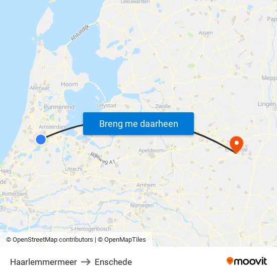 Haarlemmermeer to Enschede map