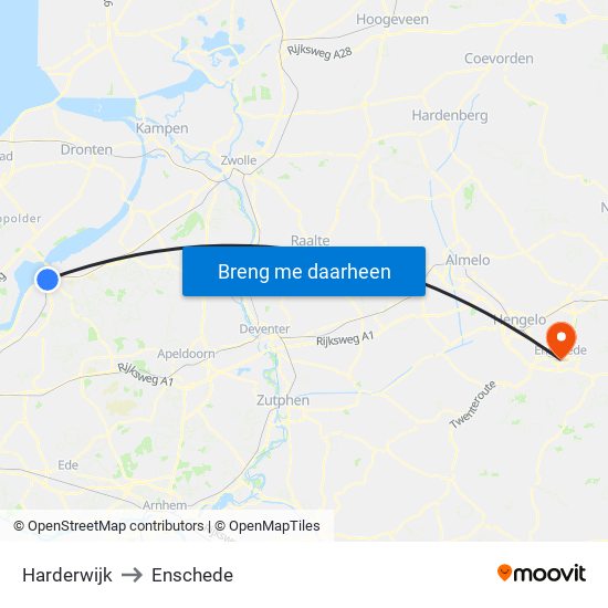 Harderwijk to Enschede map