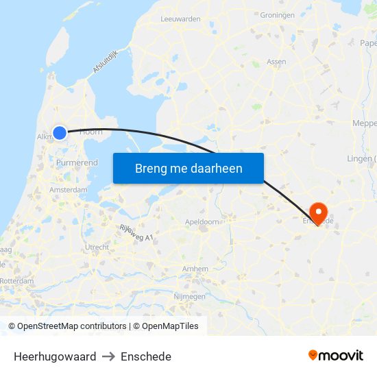Heerhugowaard to Enschede map