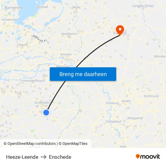 Heeze-Leende to Enschede map