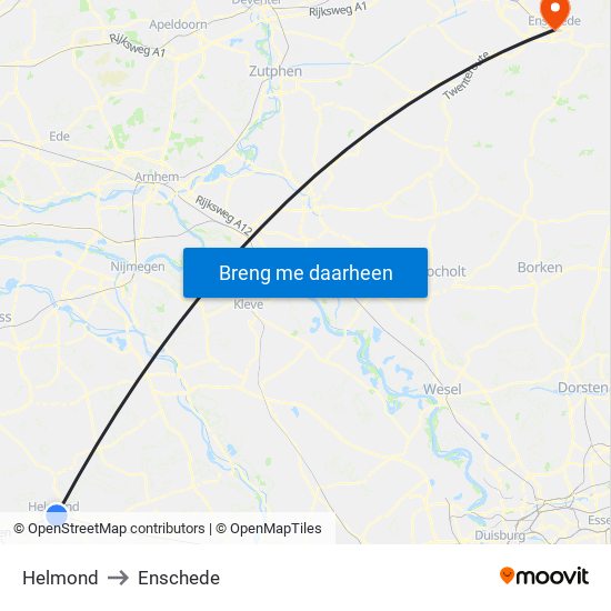 Helmond to Enschede map