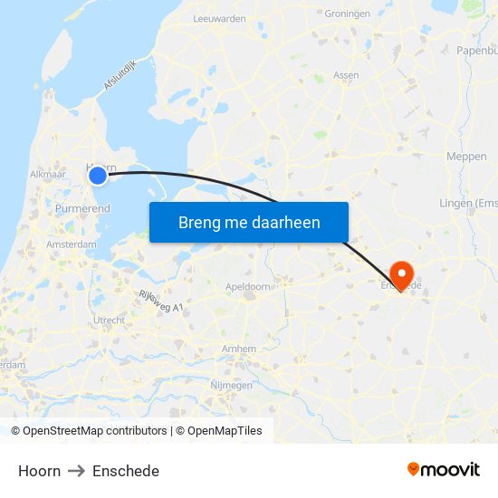 Hoorn to Enschede map