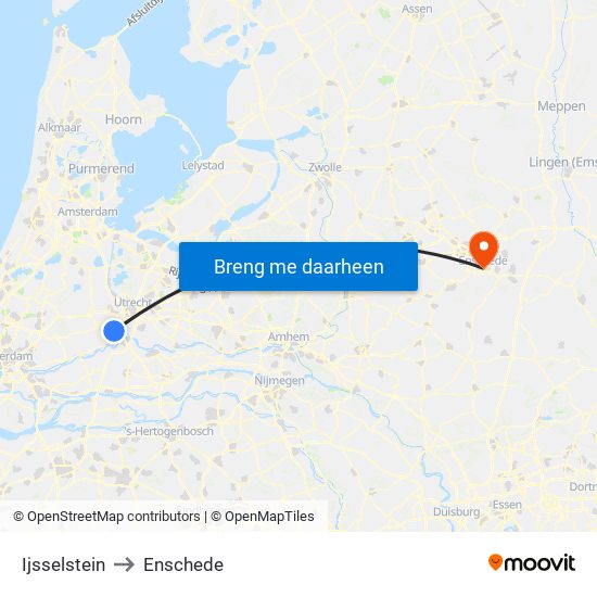 Ijsselstein to Enschede map