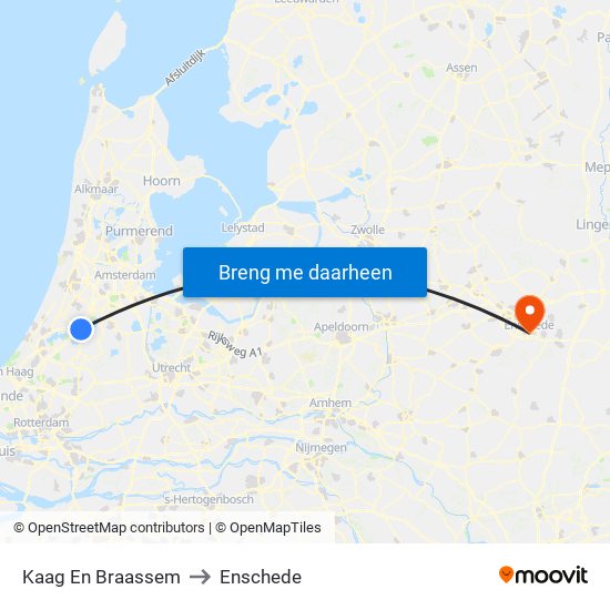 Kaag En Braassem to Enschede map