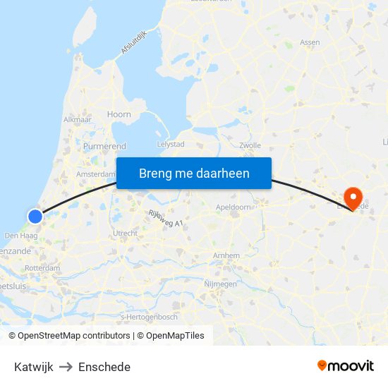 Katwijk to Enschede map