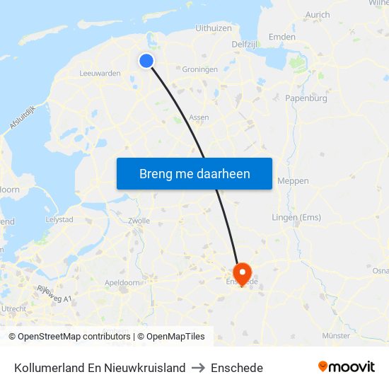 Kollumerland En Nieuwkruisland to Enschede map