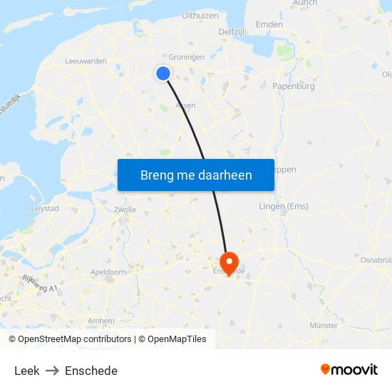 Leek to Enschede map